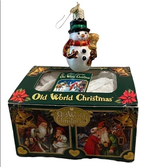LOT OF 3 OLD WORLD CHRISTMAS TREE ORNAMENTS SNOWMEN IN BOXES XMAS DECOR - Picture 2 of 11